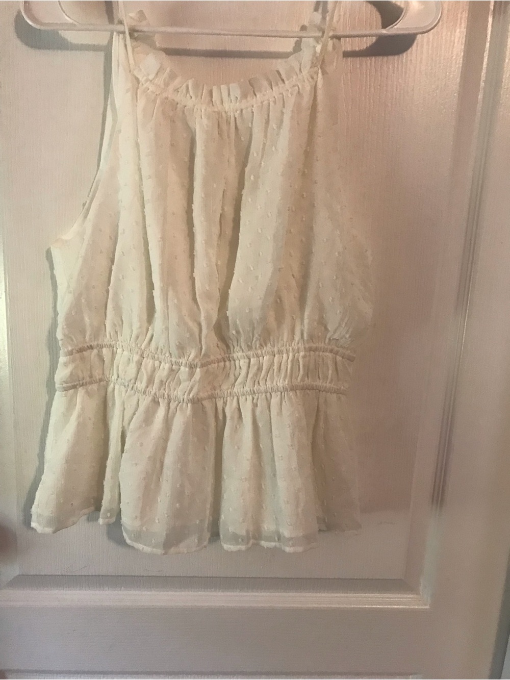 Leyden Cream Eyelet Peplum Top
